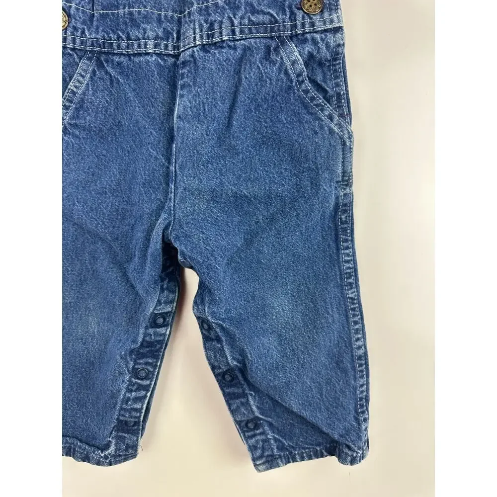 Vintage OshKosh B’gosh Baby Toddler Overalls 2T USA Union Made Blue Denim Bib - Picture 6 of 14